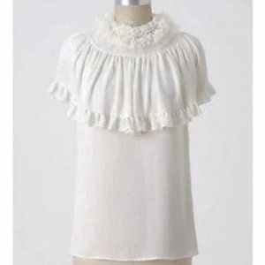 100% SILK RARE ANTHROPOLOGIE Mise En Scene by Ruffian Mascarpone Silk Blouse 8